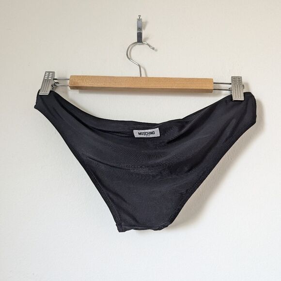 MOSCHINO Swim black embroidered white smiley face bandeau top bottoms bikini set - Picture 8 of 11